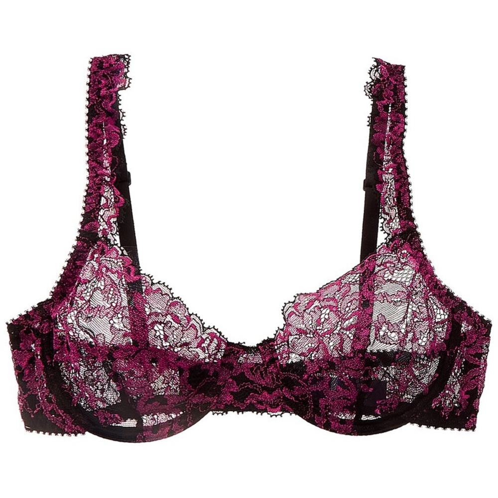 Elegant Lace Bra in Black and Pink